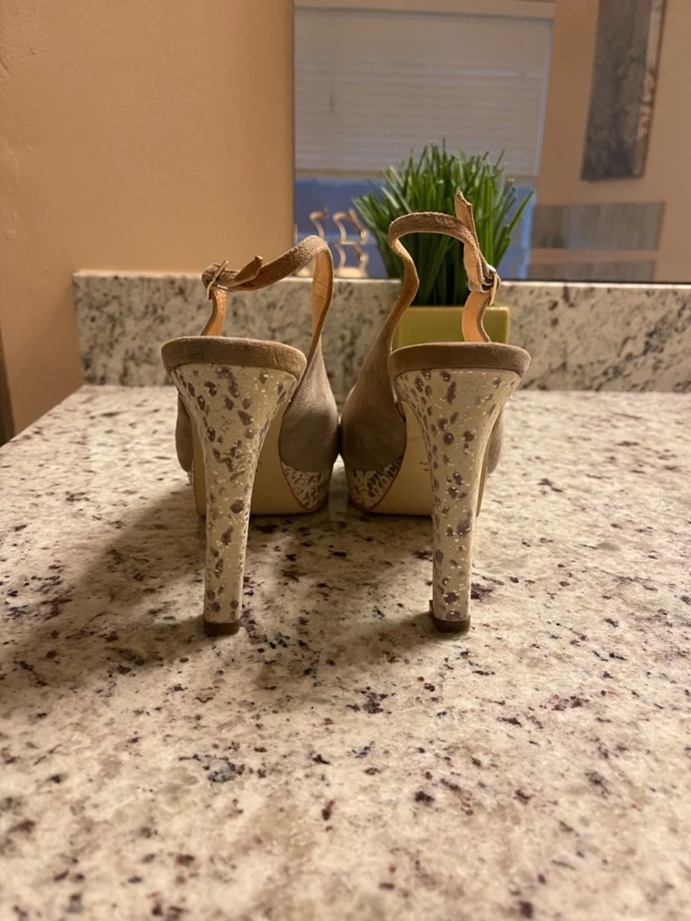 Sacha London Taupe Suede Slingback Platform Heels - Picture 5 of 9